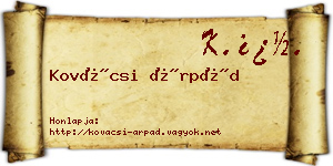 Kovácsi Árpád névjegykártya